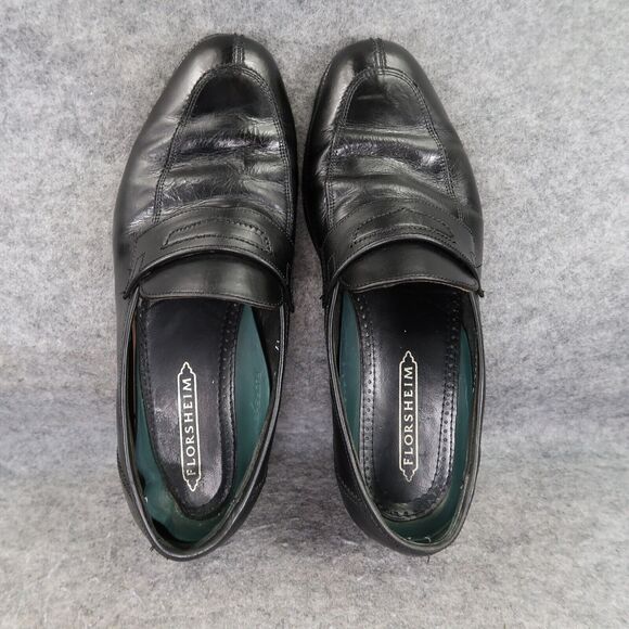 Florsheim Shoes Mens 9 Loafers Slip On Classic Leather Retro Dress Formal Black - Picture 5 of 16